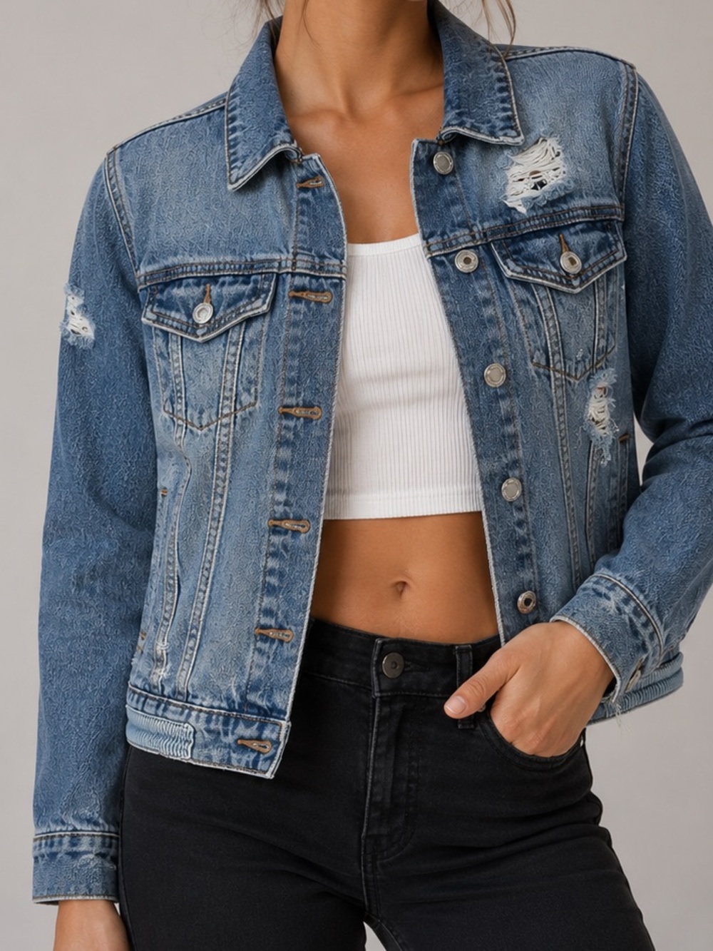 Vervet Distressed Denim Jacket